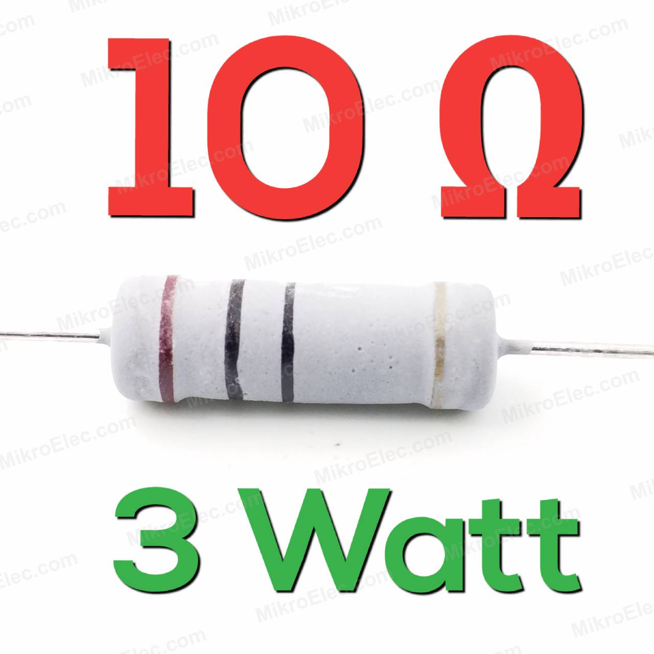 10 โอห์ม 10 Ohm 3W 5% เมทัลออกไซด์ ฟิล์ม Metal Oxide Film Resistor 10R