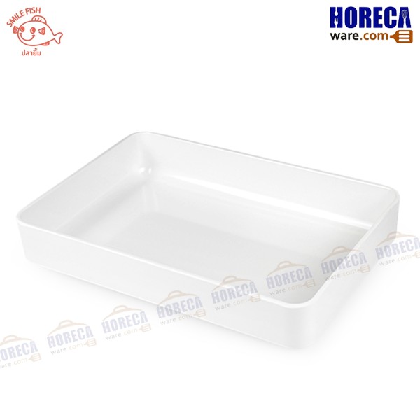 [สีครีม] กระบะชาบูเหลี่ยม8x12นิ้ว ปลายิ้ม