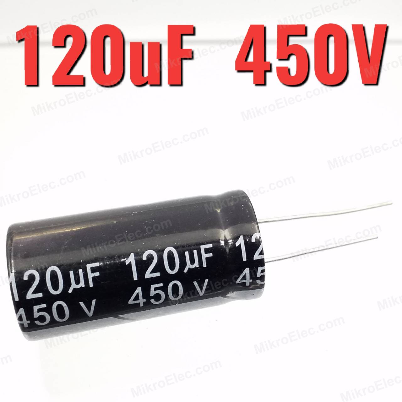 120uF 450V 18x37 mm. Pitch 7.5mm. ตัวเก็บประจุ อิเล็กโทรไลต์ straight aluminum electrolytic capacitor