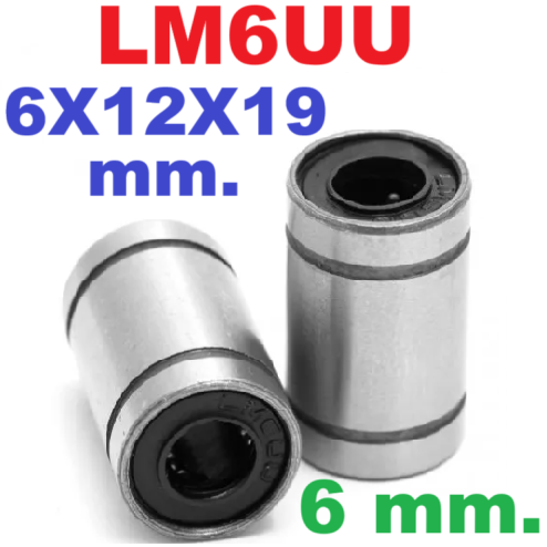 Linear Ball Bearing 6mm LM6UU (6x12x19mm) rolling linear extended motion precision optical axis guide sleeve 6*12*19