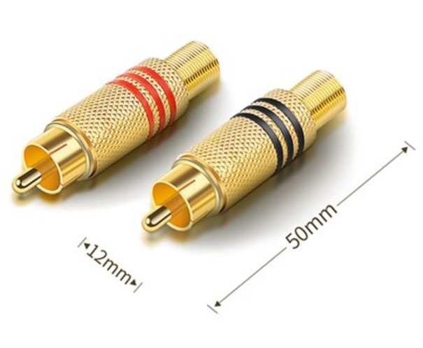 เเจ็ค RCA ตัวผู้ แถบดำ ชุบทอง Gold-Plated Lotus AV Audio Video Plug Wobbler RCA Plug Welding Connector