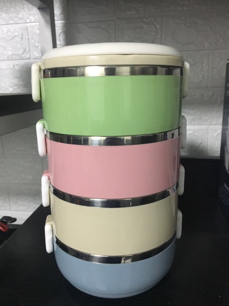 ปิ่นโตสแตนเลส 4 ชั้น สีพาสเทล