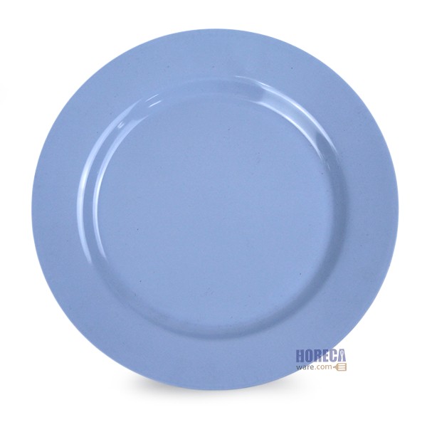 จานกลมตื้น [สีฟ้า] 9 นิ้ว ปลายิ้ม