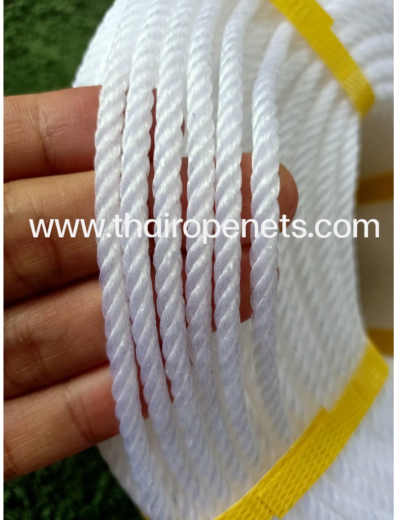 เชือกไนล่อนสีขาว เชือกโพลีเอทิลีน POLYETHYLENE ROPE เชือกไนล่อนเกรด A ใยเหนียว ทนทาน ทนแดด 100%