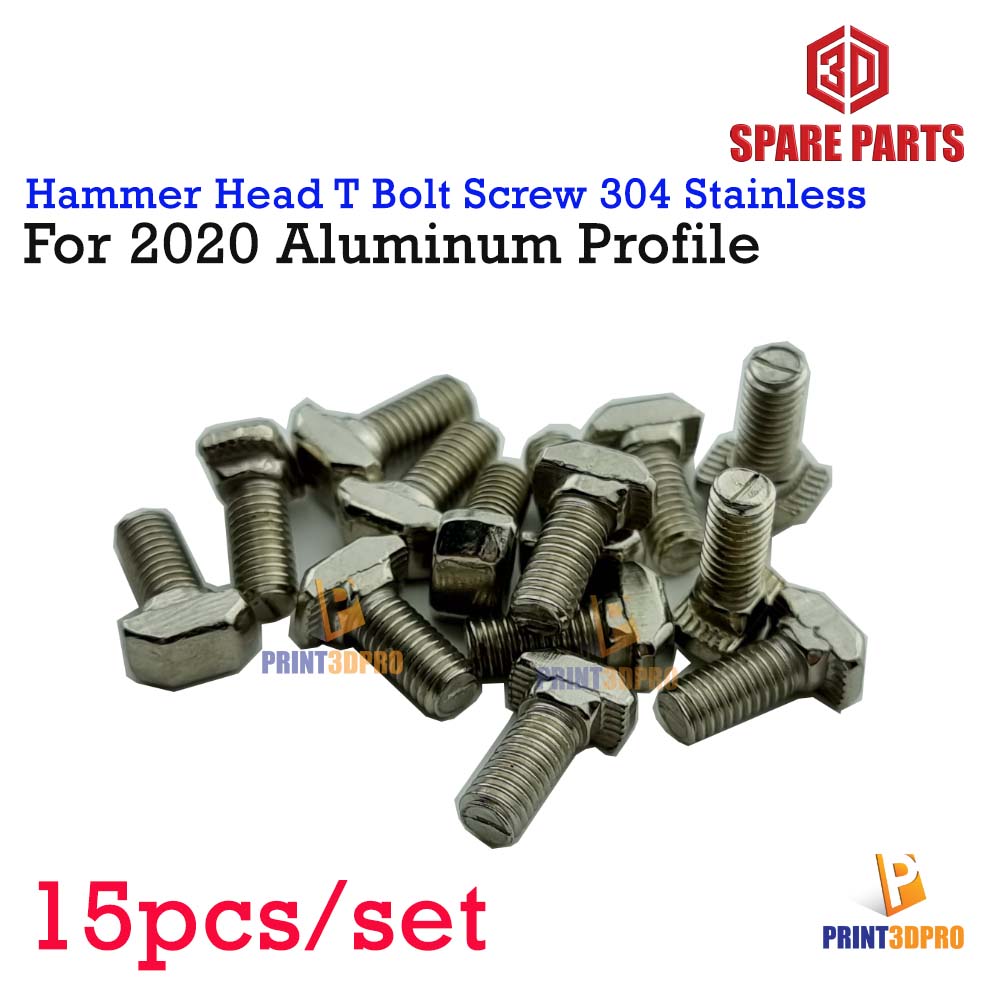 Hammer Head T Bolt Screw For Aluminium Profile 2020 Series M5 , M5 304 Stanless Steel 15pcs/set สกรูสำหรับ อลูมินัมโปรไฟล์