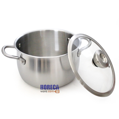 หม้อสองหู 20ซม. พร้อมฝาแก้ว white steel ตราไมย์เออร์