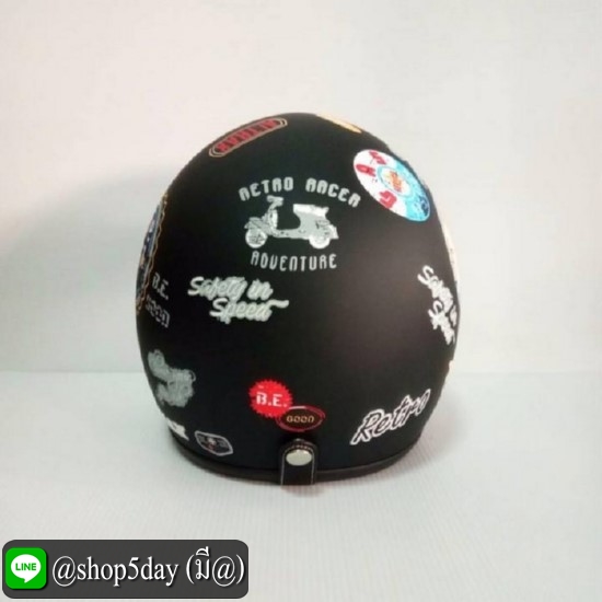 ALTRAX หมวกกันน็อควินเทจคลาสสิค ราคาถูก รุ่น RETRO นวมถอดซักได้ สีดำด้าน พร้อมชิวBUBBLE สีทูโทน