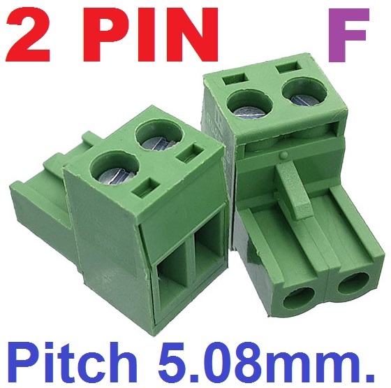 2EDG5.08-2P Plug-in Terminal Block 2 pin plug socket Female 300V 15A Pitch 5.08mm Wire Range 28-12AWG ตัวเมีย