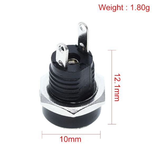 แจ็ค DC-022B 5.5*2.1mm. female DC socket DC Power Socket Jack Connector Socket with Nut 2Pin Soldering 5.5x2.1mm.