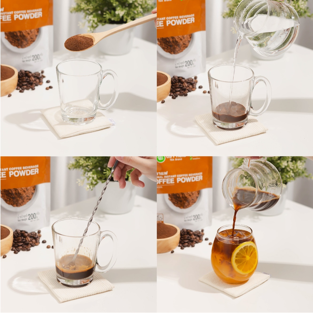 [ยกลัง 12 ถุง] ผงกาแฟ สำเร็จรูป ผงกาแฟสด ผงกาแฟคั่วบด กาแฟดำ กาแฟผง กาแฟสำเร็จรูป Coffee Powder บรรจุ 200 กรัม