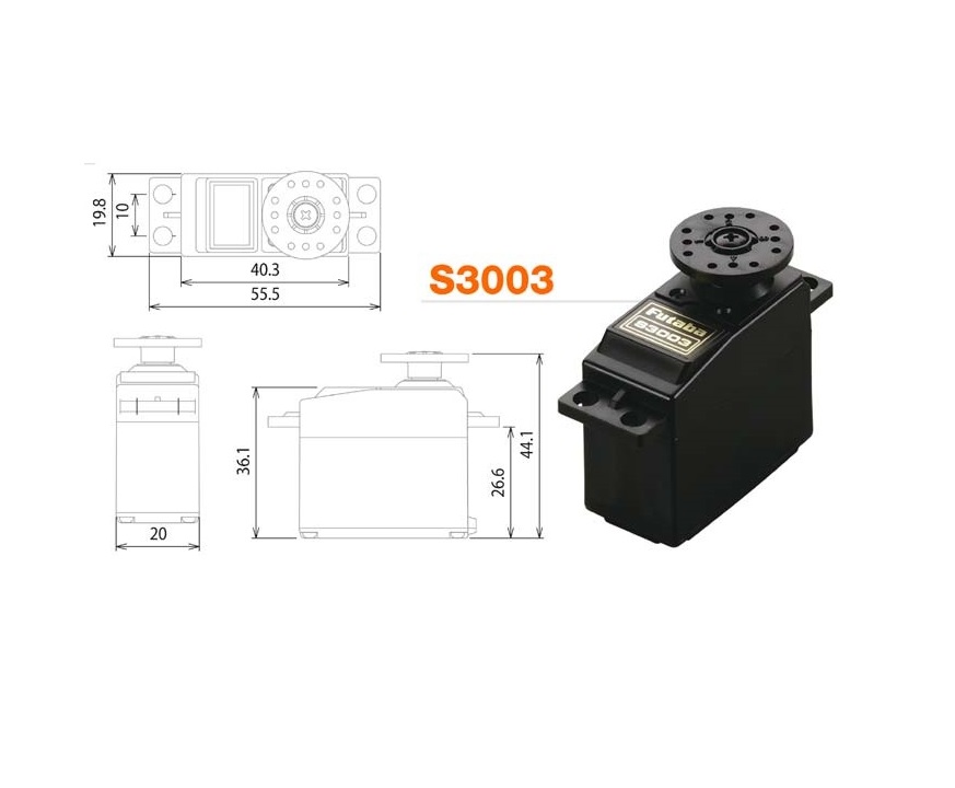 เซอร์โว 180 องศา แรงบิดสูงสุด 4.1 kg Futaba High Gear Servo Torque S3003