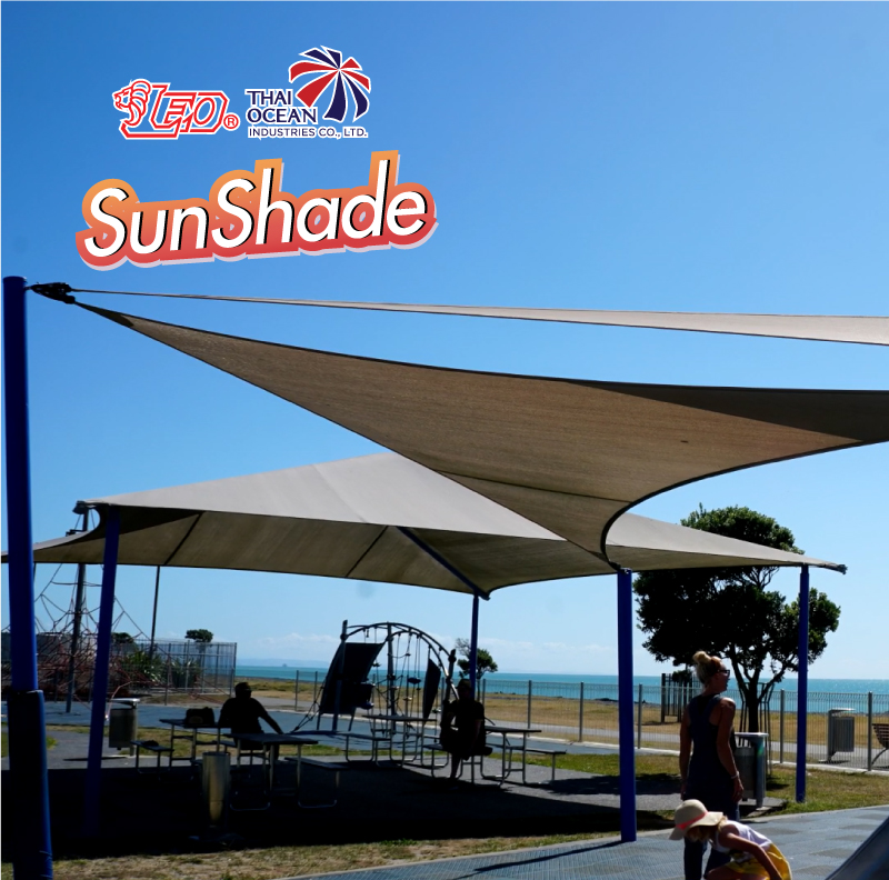 Leo ผ้าตาข่ายกรองแดด กันฝนปรอย สแลนตกแต่ง ม่านบังแดด ทรงสามเหลี่ยม Sunshade แถมฟรี ร่มพับ3ตอน