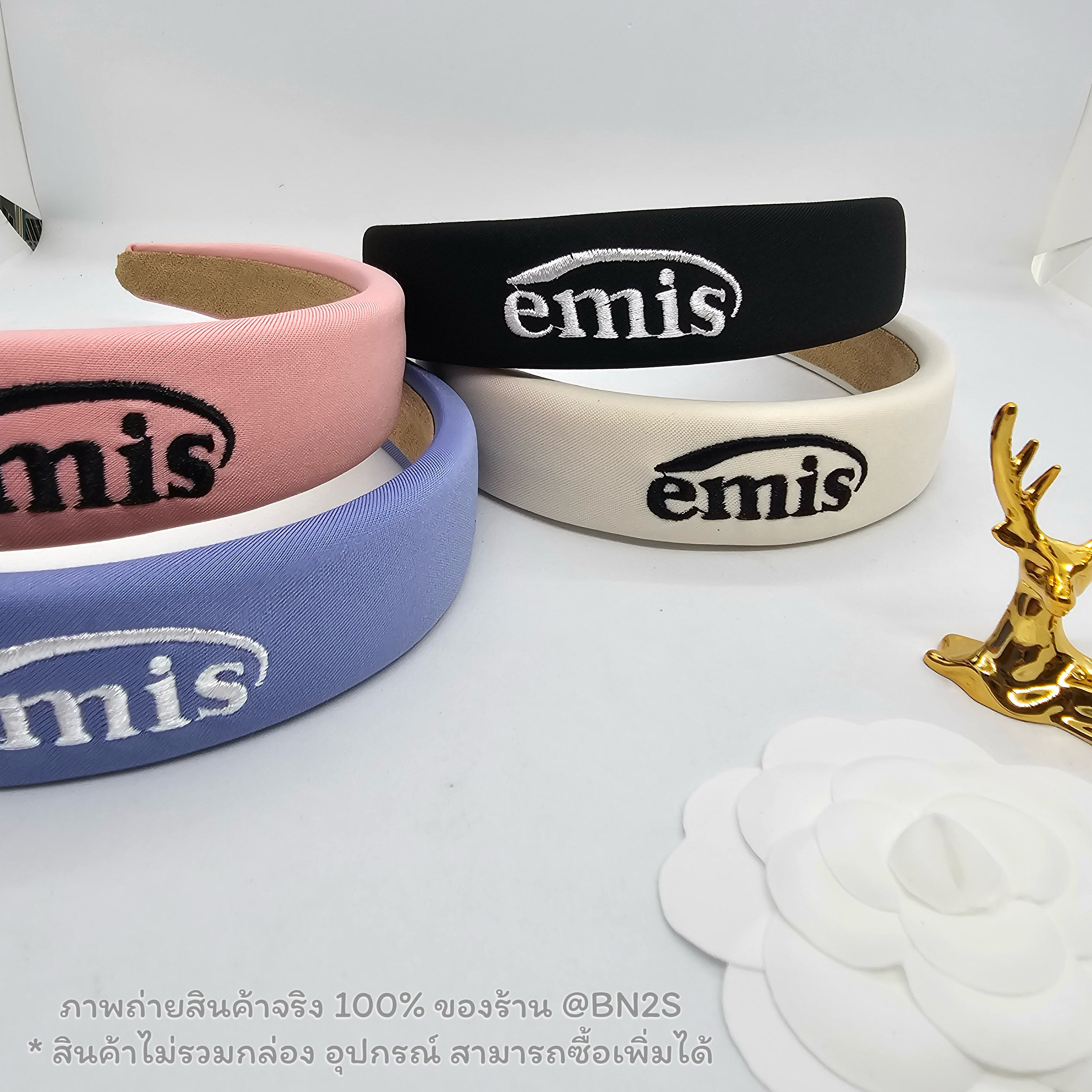 สีดำ | EMIS NEW LOGO HAIRBAND ที่คาดผมอีมิส ปักโลโก้ บุฟองน้ำนุ่ม สไตล์เกาหลี งานสวยภาพงานจริง 100% พร้อมส่งในไทย ไม่ต้องรอนาน