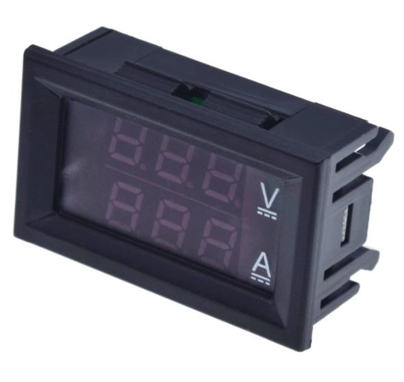 มิเตอร์ วัดแรงดันและกระแส DC 0-100V 10A ขนาด 48x29 mm. Digital Voltmeter Ammeter Dual Display Voltage Current Meter Panel Amp Volt Measure 0.28" Red Blue LED