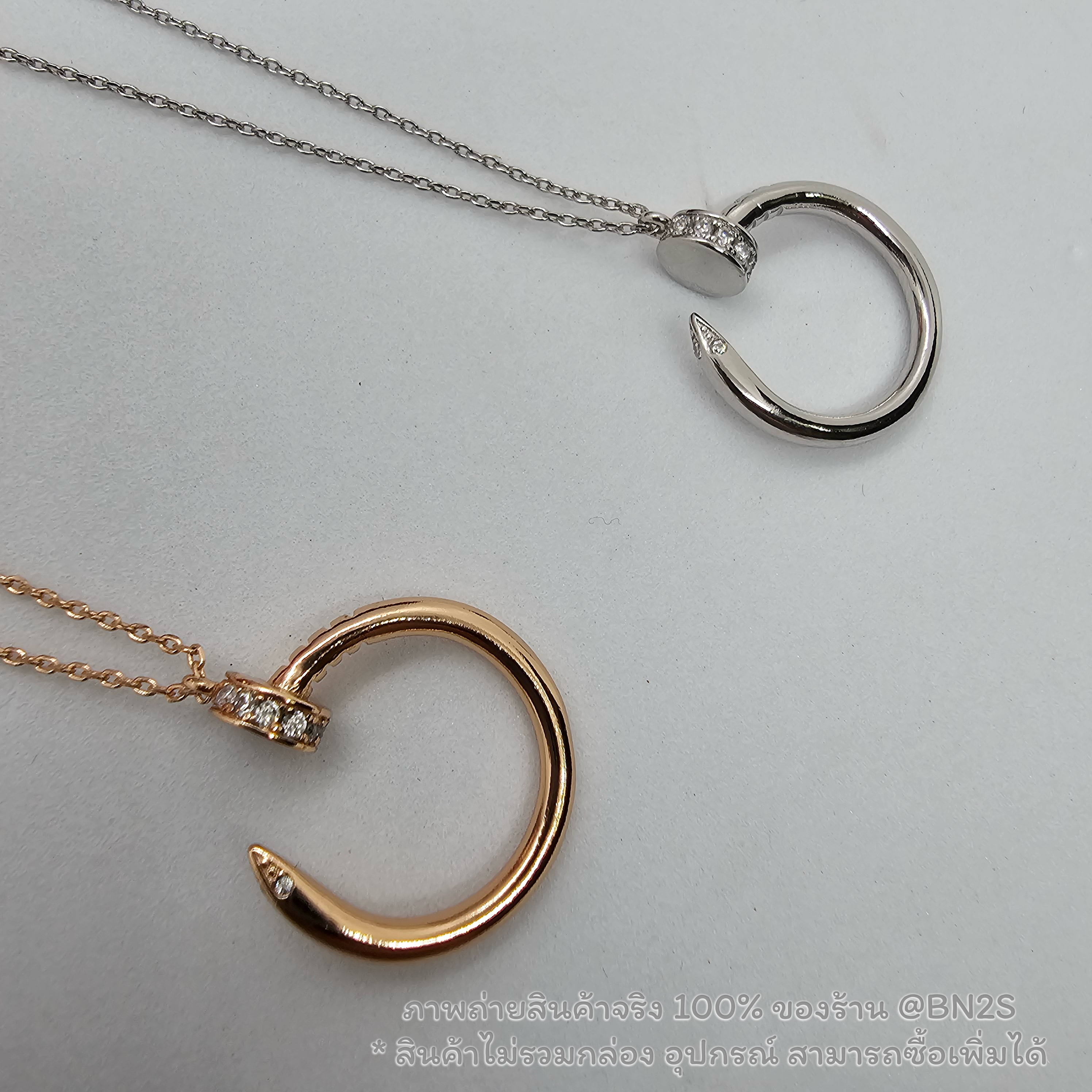 อะไหล่พิงค์โกลด์ | สร้อยคอคาเทีย Cartier JUSTE UN CLOU NECKLACE จี้ตะปู ประดับคริสตัล สายโซ่ อะไหล่เงิน พิงค์โกล์ งานไม่ปั๊มน้า รับรองว่าสวย