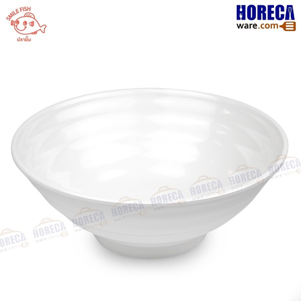 Japanese round bowl with waves, 8.5 inches [cream color] smiling fish