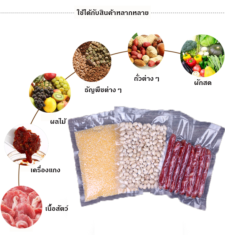 ถุงสูญญากาศใส ซีล 3 ด้าน แบบเรียบ เนื้อไนล่อน