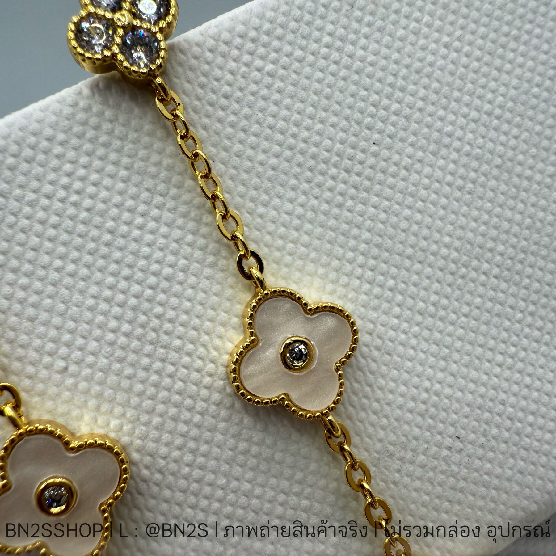 ต่างหูห้อยแบบยาว จี้ดอกไม้ ใบโคลเวอร์ฝังเพชร แวนคีฟ