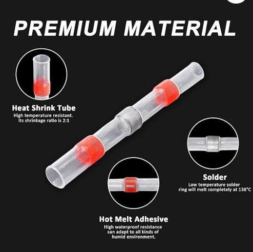 ท่อหดกันน้ำ แบบมีตะกั่วในตัว SST-S21 ใช้กับสายไฟขนาด 0.5-1.5 SQ.MM. แพ็คละ 10 ชิ้น Red Solder Seal Wire Connectors 22-18 AWG solder ring heat shrink tube terminal waterproof