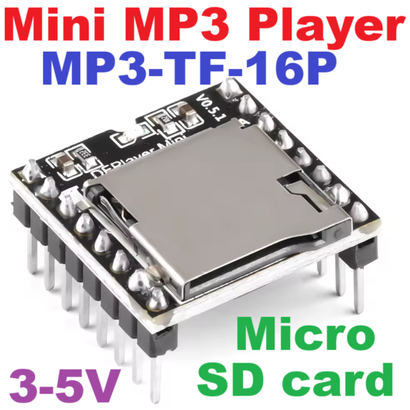 โมดูลเล่นเสียง MP3 Mini MP3 Player Module for Arduino (DFPlayer MP3-TF-16P)