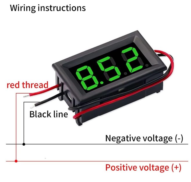 มิเตอร์วัดแรงดัน 4.5-30V จอสีเขียว 0.56 นิ้ว LED 7-Segment 0.56 Inch voltmeter Green Color
