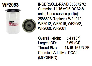 WF2053 Coolant Filter / ไส้กรองน้ำยา (DCA2-8Units)