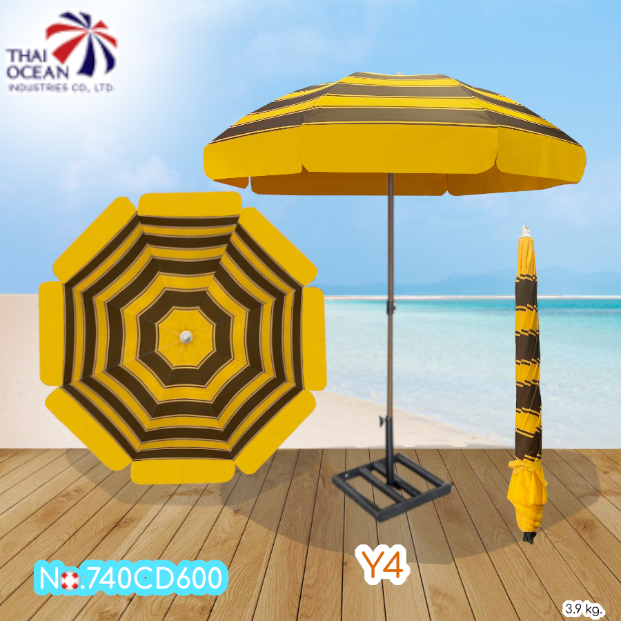 Leo ร่มสนามลายริ้ว ร่มแม่ค้า ร่มขายของ ขนาด Ø1.80 เมตร ร่มตกแต่งสวน สถานที่ต่างๆ ร้านอาหาร โรงแรม