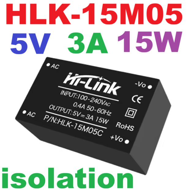 HLK-15M05 AC-DC 100-240Vac to 5V 3A 15W isolation switching power supply module Hi-Link