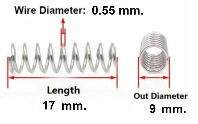 สปริงขดแบบกด ขนาด 9x17 mm. Compression Spring Pressure Spring Steel สปริงกด สปริงดัน