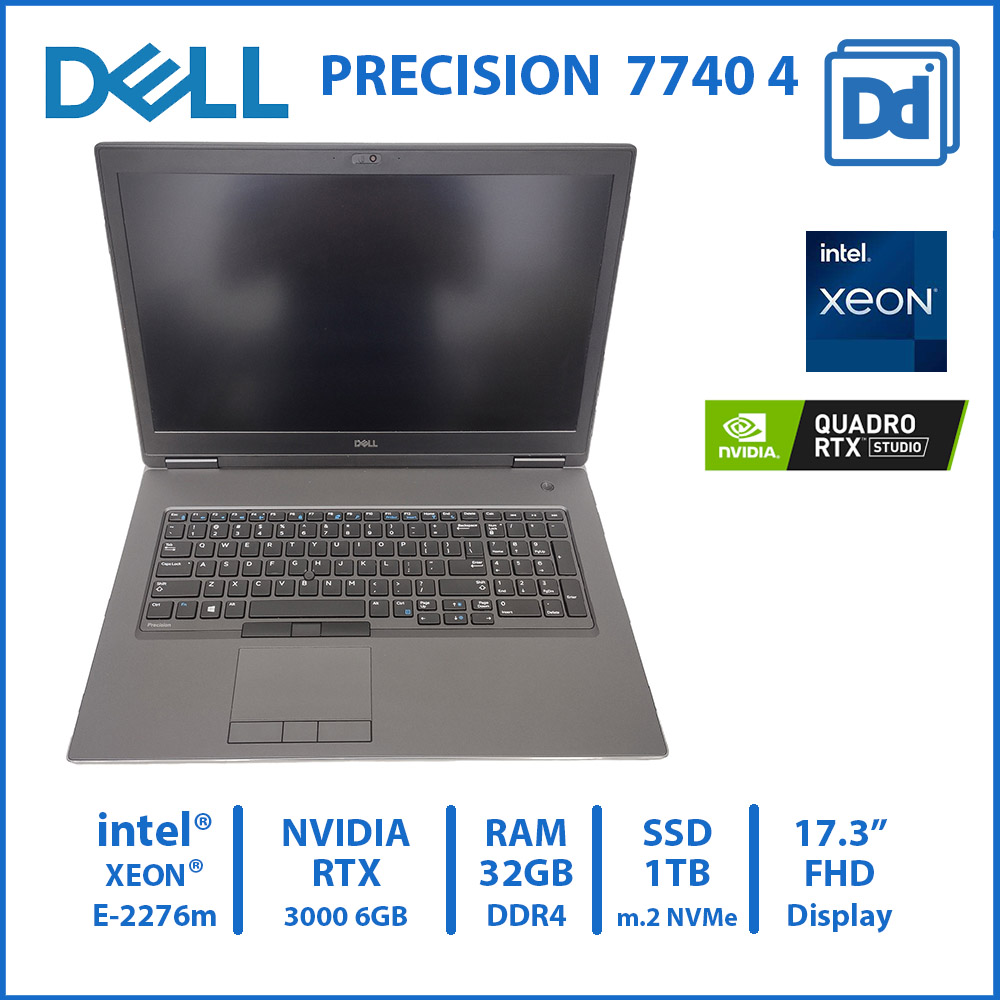 DELL PRECISION 7740 INTEL XEON E-2276m NVIDIA RTX 3000 6GB RAM 32GB NVMe 1TB USED 4 โน๊ตบุ๊คทำงาน