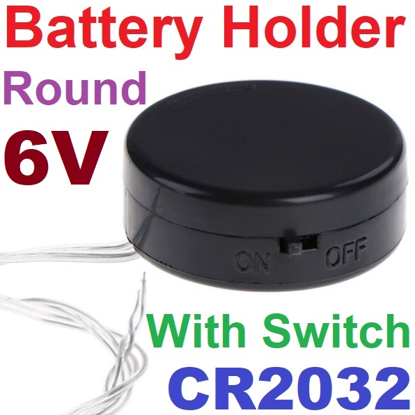 รางถ่านกระดุม 2 ก้อน 6V มีสวิตช์ CR2032 battery holder 6V button seat round and switch