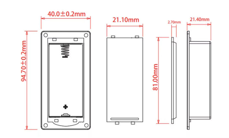 18650 กล่องแบตเตอรี่แบบฝัง lithium batteries embedded in 2 series with thick wire battery holder with cover without switch 1 power box