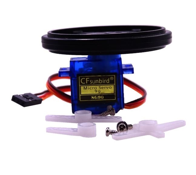 เซอร์โวมอเตอร์ พร้อมล้อรถ SG90 Micro Servo 1.8kg/cm (หมุนได้ต่อเนื่อง สั่งหมุนซ้าย, ขวา, หยุด, ปรับความเร็วได้) 4.8V - 6V 360 Degree Continuous Rotation Servo With Servo Wheel DIY Kit