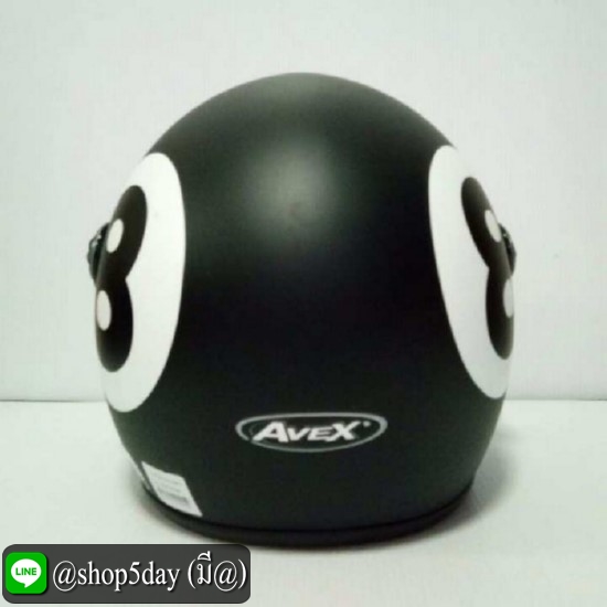 AVEX หมวกกันน็อค TEENAGE เลข 8 สีดำด้าน แว่นดำ