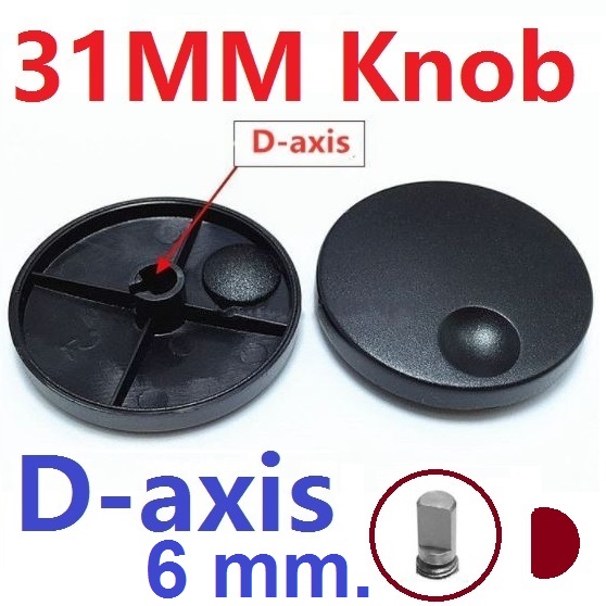 ลูกบิด 31 mm. D-Axis knob Cap Potentiometer Band Switch Plastic Shaft Hole Adjustment for rotary encoder potentiometer volume control ลูกบิดโวลุ่ม วอลลุ่ม