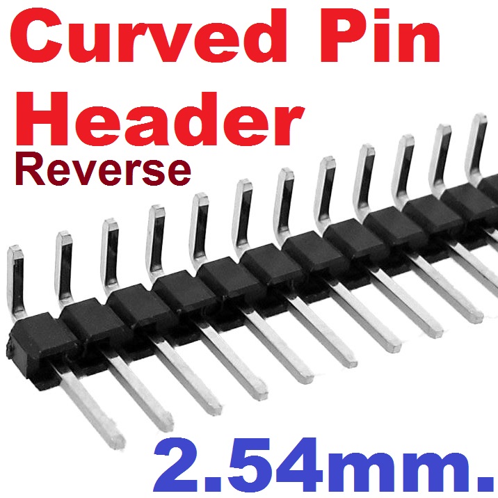 ก้างปลา สีดำ 40Pin 2.54mm Reverse Single Row Curved Pin Header Right angle Connector Strip Curved Needle For Arduino แบบงอ 90 องศา