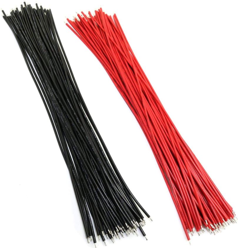 สายไฟ 24AWG 20cm สีแดง Tin Plated PCB Solder Wire Fly Jumper Wire double-headed Tinned Conductor Cable 1007-24AWG Connector Wire Red color ปลายชุบตะกั่ว 2 ด้าน แบ่งขายเป็นเส้น