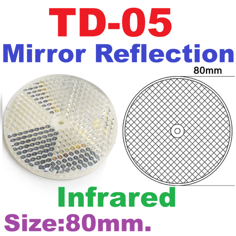 TD-05 วงกลม Specular แผ่นสะท้อนแสง80 mm. Photoelectric Sensor Switch Reflector Mirror Reflection Plate Feedback Board Infrared Sensor 80mm Circular TD05