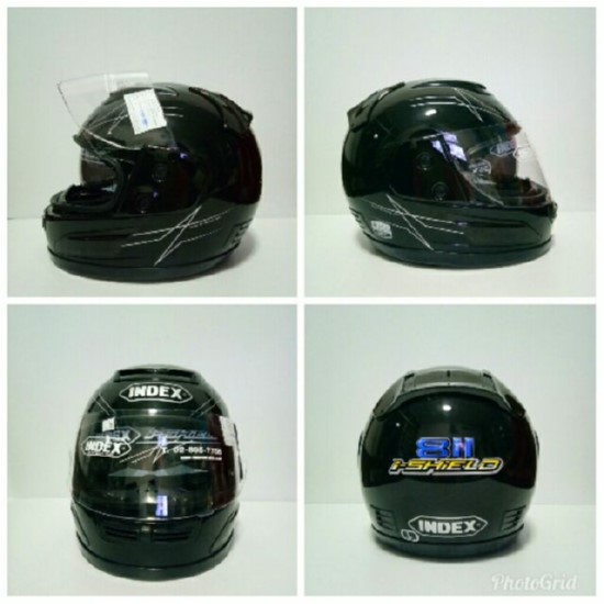 หมวกกันน็อค INDEX รุ่น 811 (i-shield) แว่นสองชั้น สีดำเงา