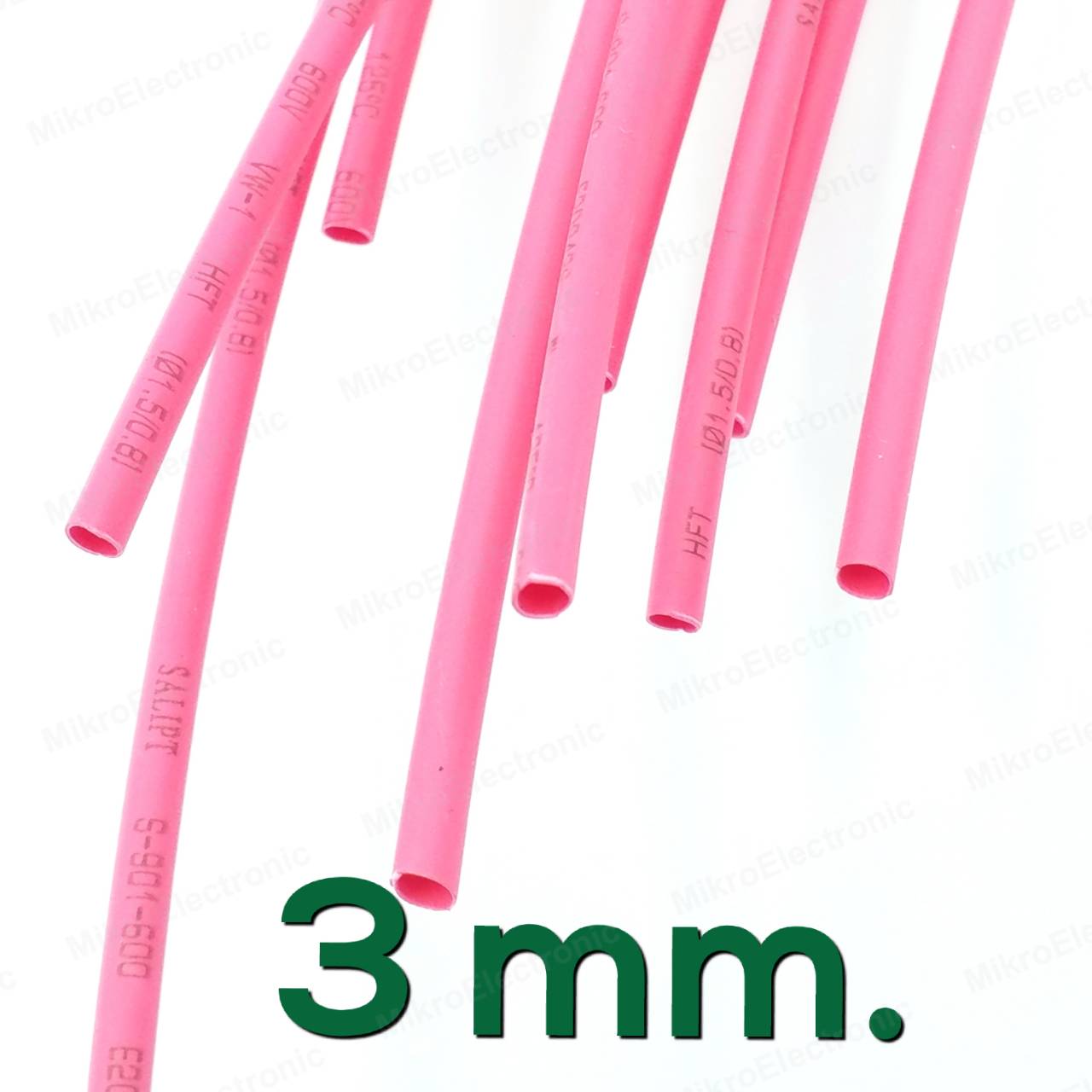 ท่อหด สีแดง ขนาด 3 mm. ยาว 1 เมตร อัตราส่วนการหด 2:1 Heat Shrinkable Tube