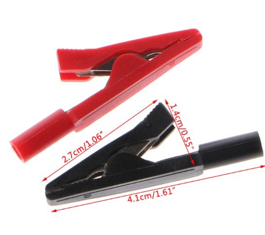 ปากคีบจระเข้ ขนาดเล็ก สีแดง Alligator Clips 2mm Banana Jack Clamp Test Wire Clip Terminal red color