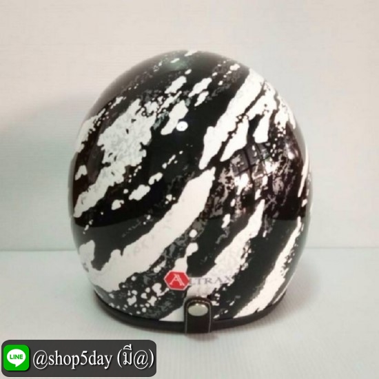 ALTRAX หมวกกันน็อควินเทจคลาสสิค ราคาถูก รุ่น BLACK CLOUD นวมถอดซักได้ สีขาว-ดำ