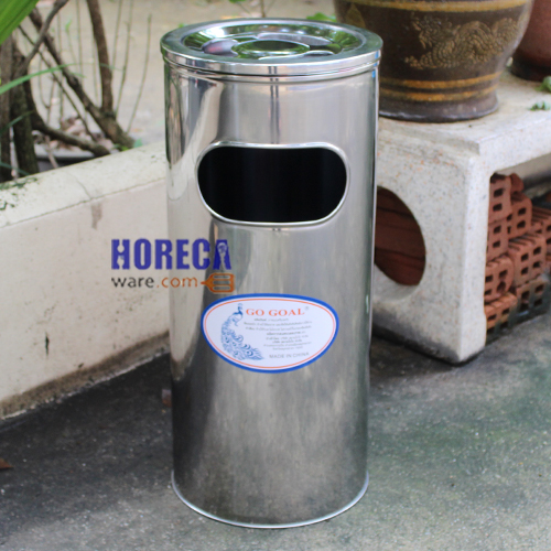 ถังขยะสแตนเลส 26 ซม. พร้อมที่เขี่ยบุหรี่ ตราโกโก