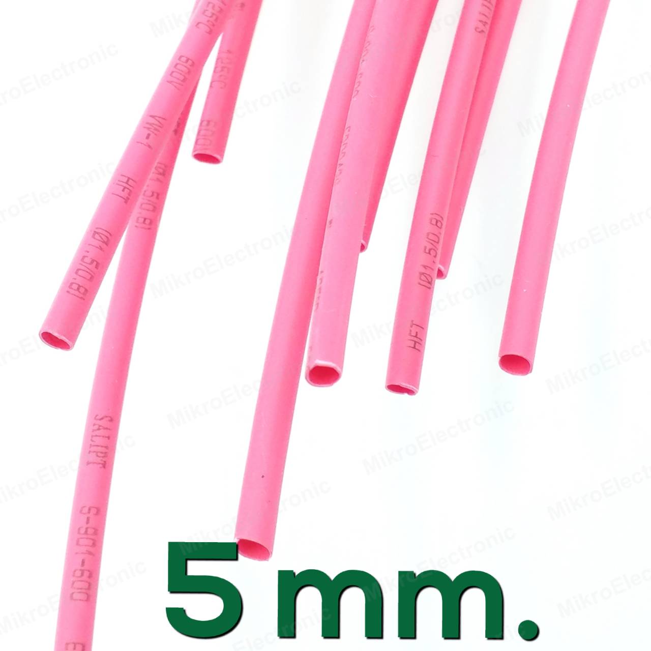 ท่อหด สีแดง ขนาด 5 mm. ยาว 1 เมตร อัตราส่วนการหด 2:1 Heat Shrinkable Tube