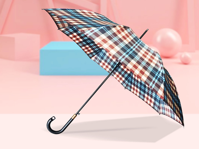 Leo ร่มยาวลายผ้าทอ ลายผ้าขาวม้า สีสดเสมอ ขนาด 105 ซม ปุ่มกด-ออโต้เปิด