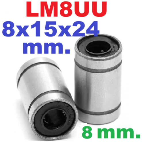 Linear Ball Bearing 8mm LM8UU (8x15x24mm) rolling linear extended motion precision optical axis guide sleeve 8*15*24