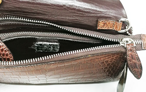 กระเป๋าถือแบบคลัทซ์ หนังจระเข้แท้ สีน้ำตาลเข้ม รหัส CRW1217H-04-BR