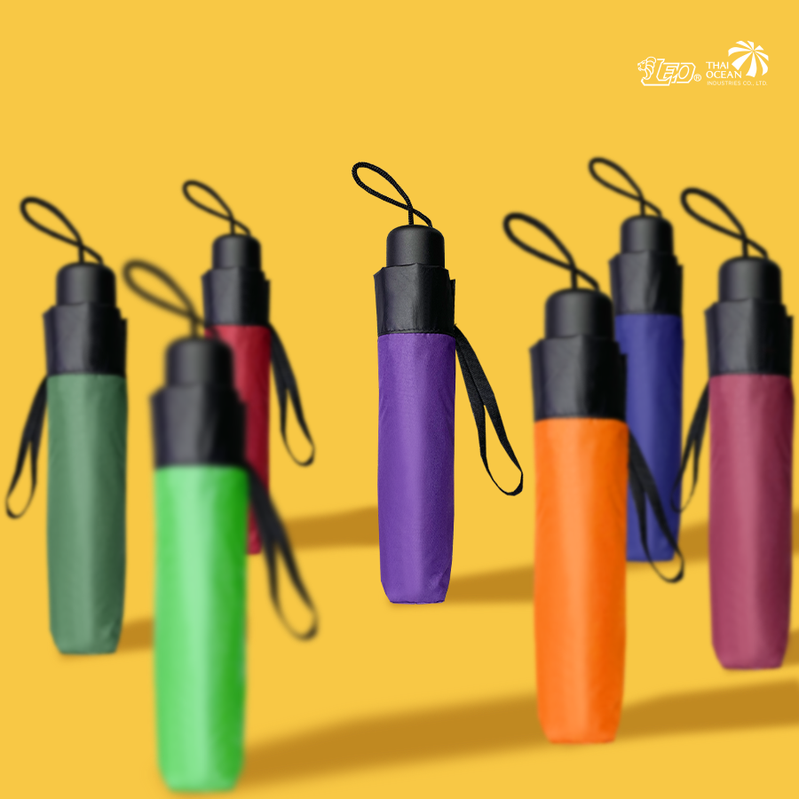 Leo ร่มพับ 3 ตอน พกพาสะดวก ผ้ายูวีดำกันแดด 99% กันแดดได้ดีกว่าผ้า UV สีเงิน