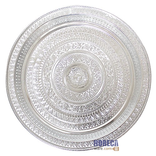 Thai pattern Khanto tray, silver, 42 cm, seal