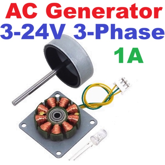 เครื่องกําเนิดไฟฟ้าขนาดเล็ก 3 เฟส Micro three-phase AC generator 3V-24V low power wind hand-cranked generator small silent motor
